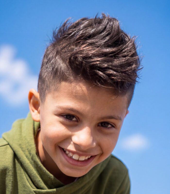 Boy with faux hawk hairstyle