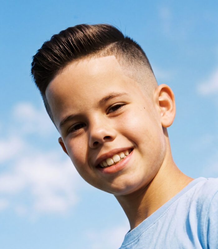 Boy with high and tight hairstyle