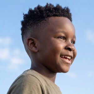 Boy with mid-taper fade