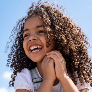 Girl with curly hair