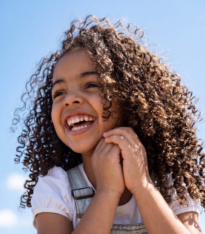 Girl with curly hair