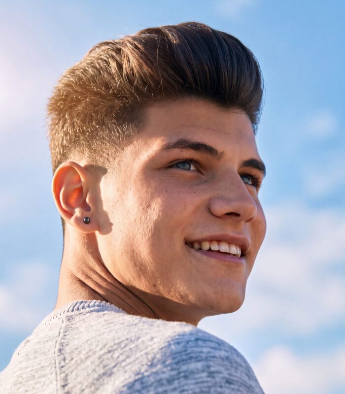 Man with pompadour hairstyle
