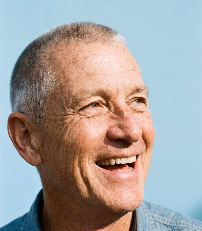 Senior aged man with buzz cut