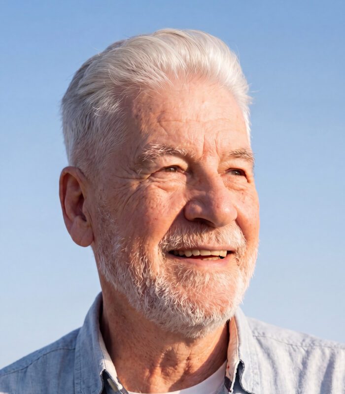 Senior man with short beard and white hair