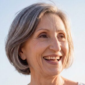 Senior aged woman with a bob haircut