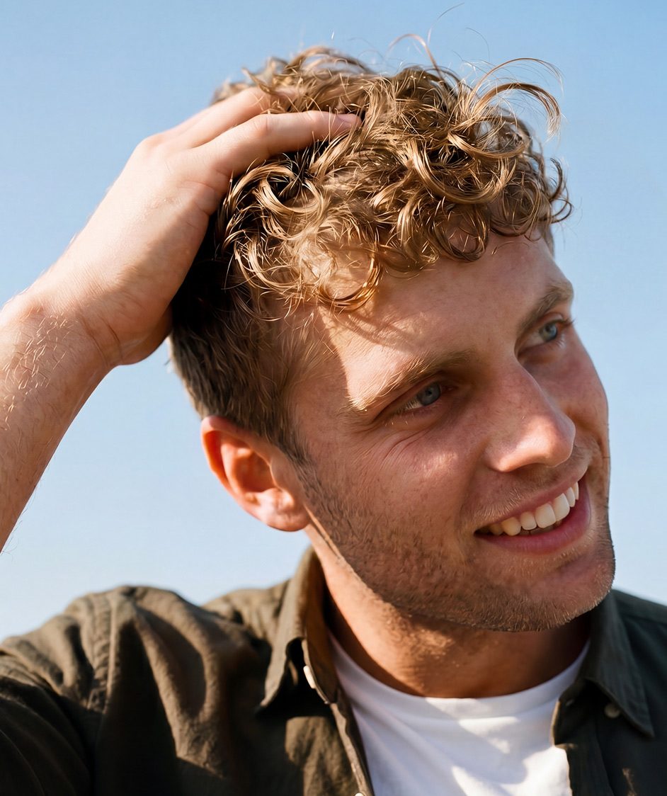 Man with perm hair style